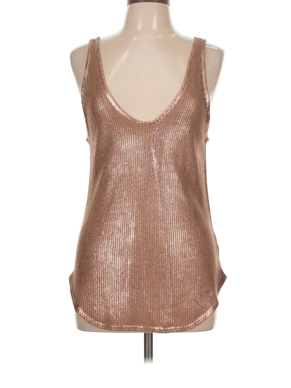 Metallic Rose Gold Scoop Neck Tank Top